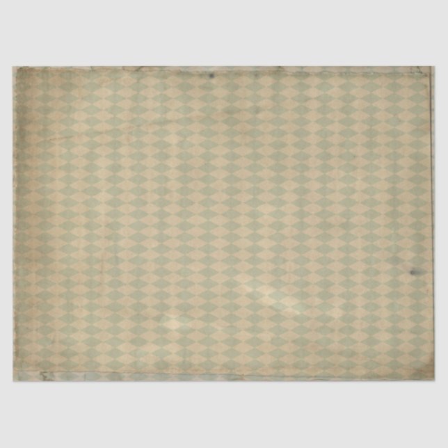 Vintage Green Diamond Pattern Decoupage Tissue Paper (Front)