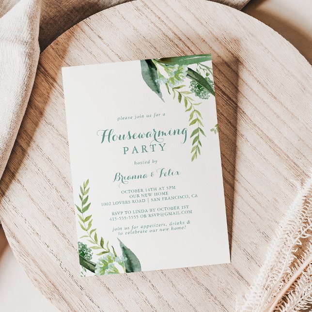 Vintage Green Eucalyptus Housewarming Party Invitation (Creator Uploaded)