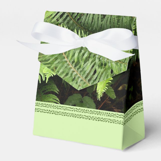Vintage Green Fern Favour Box (Front Side)