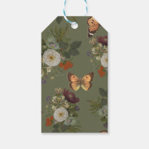 Vintage Green Floral & Butterfly Scrapbook  Gift Tags
