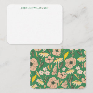 Vintage Green Floral Custom Name Gift Enclosure Card