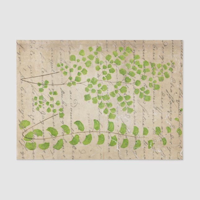 Vintage Green Floral Decoupage Tissue Paper (Front)