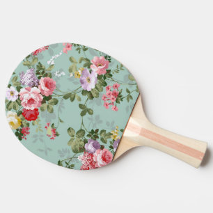 Vintage Green Floral Design Ping Pong Paddle