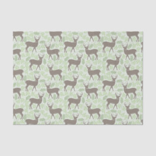 Vintage green floral grey deer animal pattern tissue paper