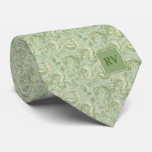 Vintage Green Floral Paisley Pattern Tie