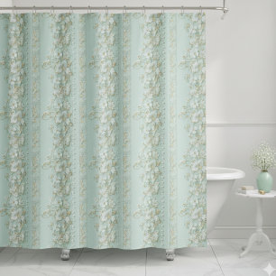 Vintage Green Floral Shower Curtain