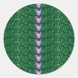 Vintage Green Floral Violets wallpaper pattern Classic Round Sticker