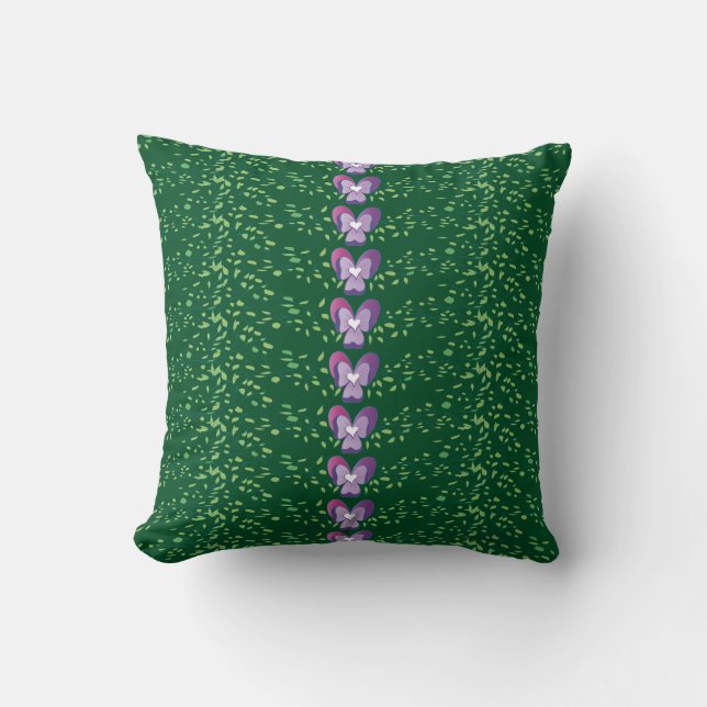 Vintage Green Floral Violets wallpaper pattern Cushion (Front)