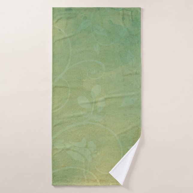 Vintage green flourish texture bath towel (Bath Towel)