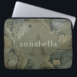 Vintage Green Foliage William Morris Monogram Laptop Sleeve<br><div class="desc">This simple yet elegant design features a dark,  elegant William Morris inspired floral pattern in sage green shades. Keep your laptop or tablet protected with style. Add a name to personalise it. Makes a great Christmas or Mother's Day gift. Created by Simply Farmhouse Press.</div>