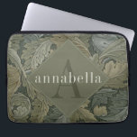Vintage Green Foliage William Morris Monogram Laptop Sleeve<br><div class="desc">This simple yet elegant design features a dark,  elegant William Morris inspired floral pattern in sage green shades. Keep your laptop or tablet protected with style. Add a name to personalise it. Makes a great Christmas or Mother's Day gift. Created by Simply Farmhouse Press.</div>