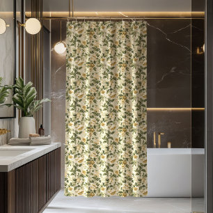 Vintage Green Gold Curtain Lux Floral Bathroom