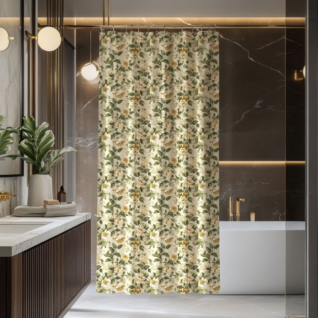 Vintage Green Gold Curtain Lux Floral Bathroom (Vintage Green Gold Curtain Lux Floral Bathroom)