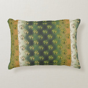 Vintage Green, grey and orange shamrock St Patrick Decorative Cushion