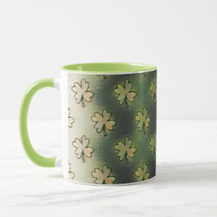 Vintage Green, grey and orange shamrock St Patrick Mug
