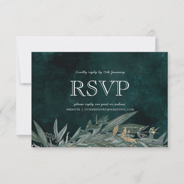 Vintage Green Hannah Suite RSVP Card (Front)