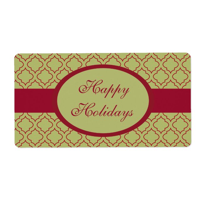 Vintage Green Happy Holidays Labels (Front)