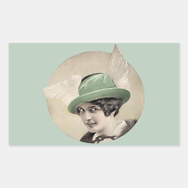 Vintage Green Hat Rectangular Sticker (Front)