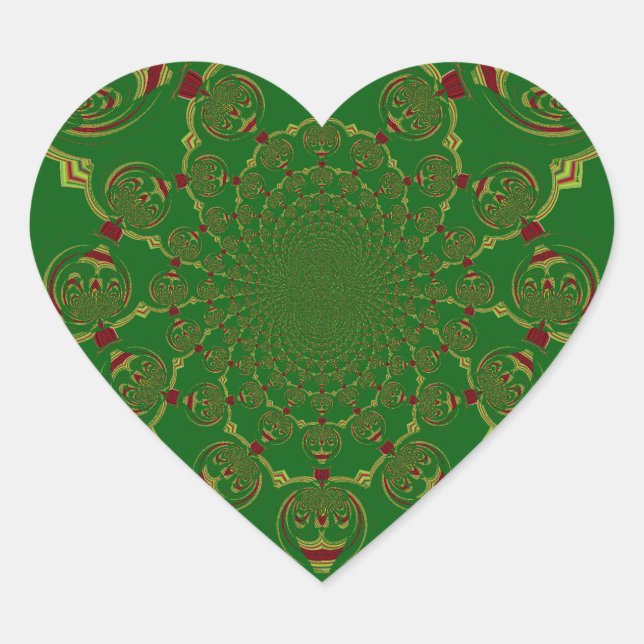 Vintage Green Heart Sticker (Front)