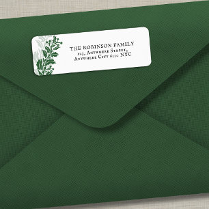 Vintage Green Holly Berry Christmas Return Address Label