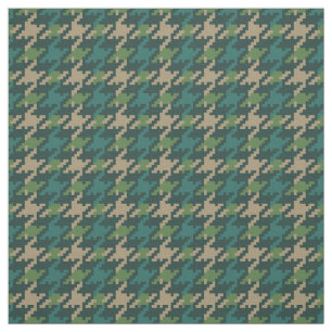 Vintage green houndstooth plaid pattern fabric
