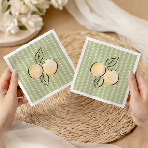 Vintage Green Lemon Citrus Baby Shower  Napkin