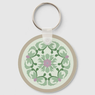 vintage green lotus pattern key ring