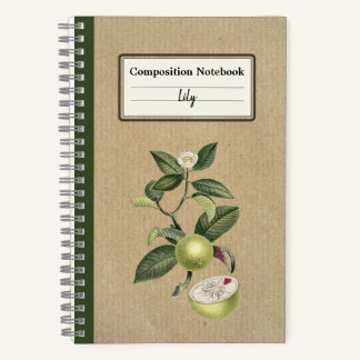 Vintage Green Mangosteen Personalised Composition Notebook