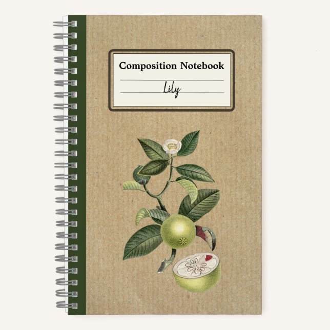 Vintage Green Mangosteen Personalised Composition Notebook (Front)