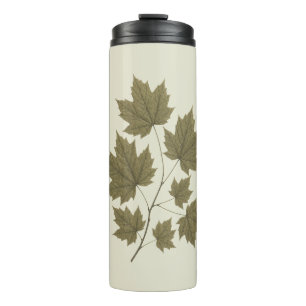 Vintage Green Maple Leaves Thermal Tumbler