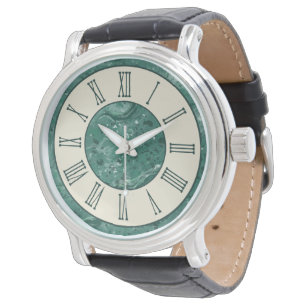 Vintage Green Marble Pattern Watch 