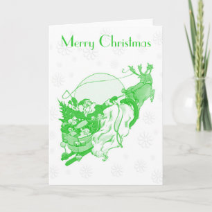 Vintage Green Merry Christmas Card