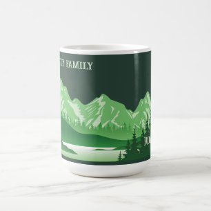 Vintage green Mountain lake Sunset Coffee Mug