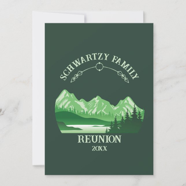 Vintage Green Mountain Lake Sunset Invitation (Front)