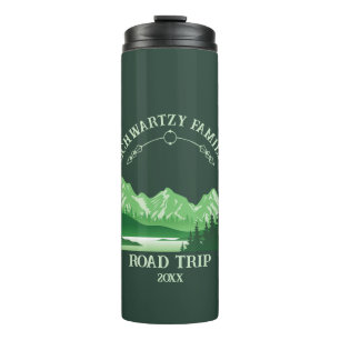 Vintage green Mountain lake Sunset Thermal Tumbler