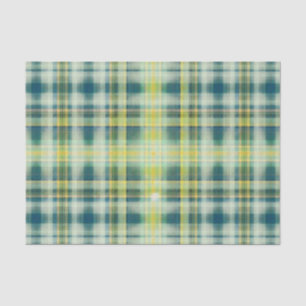 Vintage Green orange grey distressed plaid pattern Tissue Paper