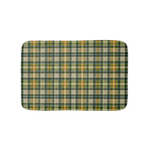 Vintage Green orange St Patrick plaid pattern Bath Mat