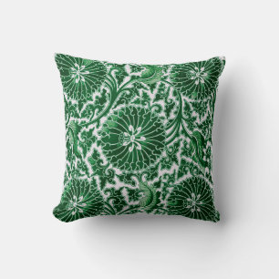 Vintage Green Ornamental Floral Pattern Cushion