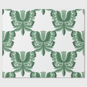 Vintage Green Ornate Botanical Pattern Wrapping  Paper