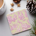 Vintage green pink toile de jouy pattern stone coaster<br><div class="desc">Vintage green pink toile de jouy printed Stone Coaster. This toile de jouy vintage Stone Coaster is inspired by the exquisite designs of french romantic countryside scenes. These sophisticated Toile prints are an all time rage at the moment, beautiful designs that bring natural beauty to any item. They combine both...</div>