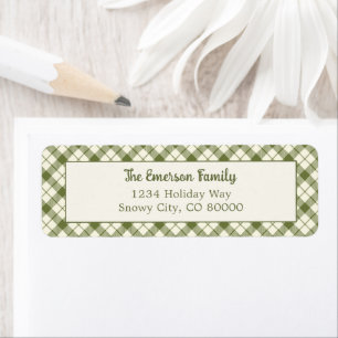 Vintage Green Plaid Christmas Return Address Label
