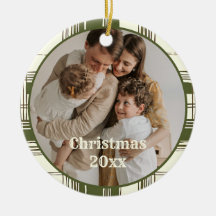 Vintage Green Plaid Family Photo Christmas 