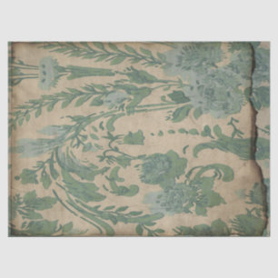 Vintage Green Plants on Brown Decoupage Tissue Paper
