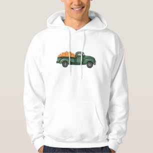 Vintage Green Pumpkin Harvest Truck Hoodie