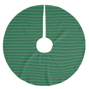 Vintage green red black beige striped pattern brushed polyester tree skirt