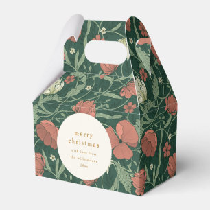 Vintage Green Red Floral Custom Merry Christmas Favour Box