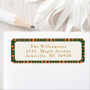 Vintage Green Red Floral Holiday Return Address Label