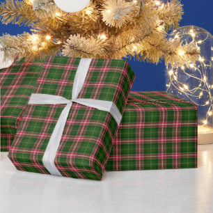 Vintage Green Red Plaid Christmas Wrapping Paper