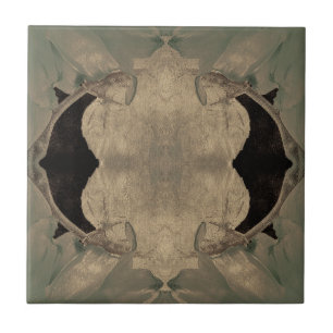 Vintage Green Sepia Black Victorian Art Nouveau Ceramic Tile