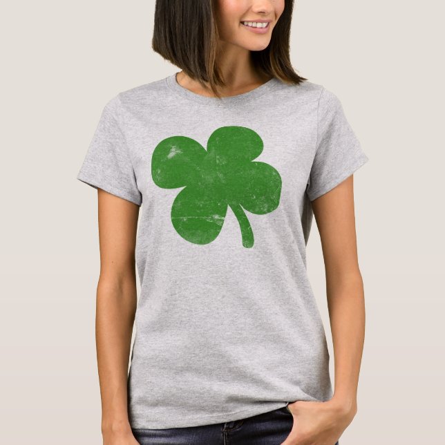Vintage Green Shamrock Ladies T-Shirt (Front)